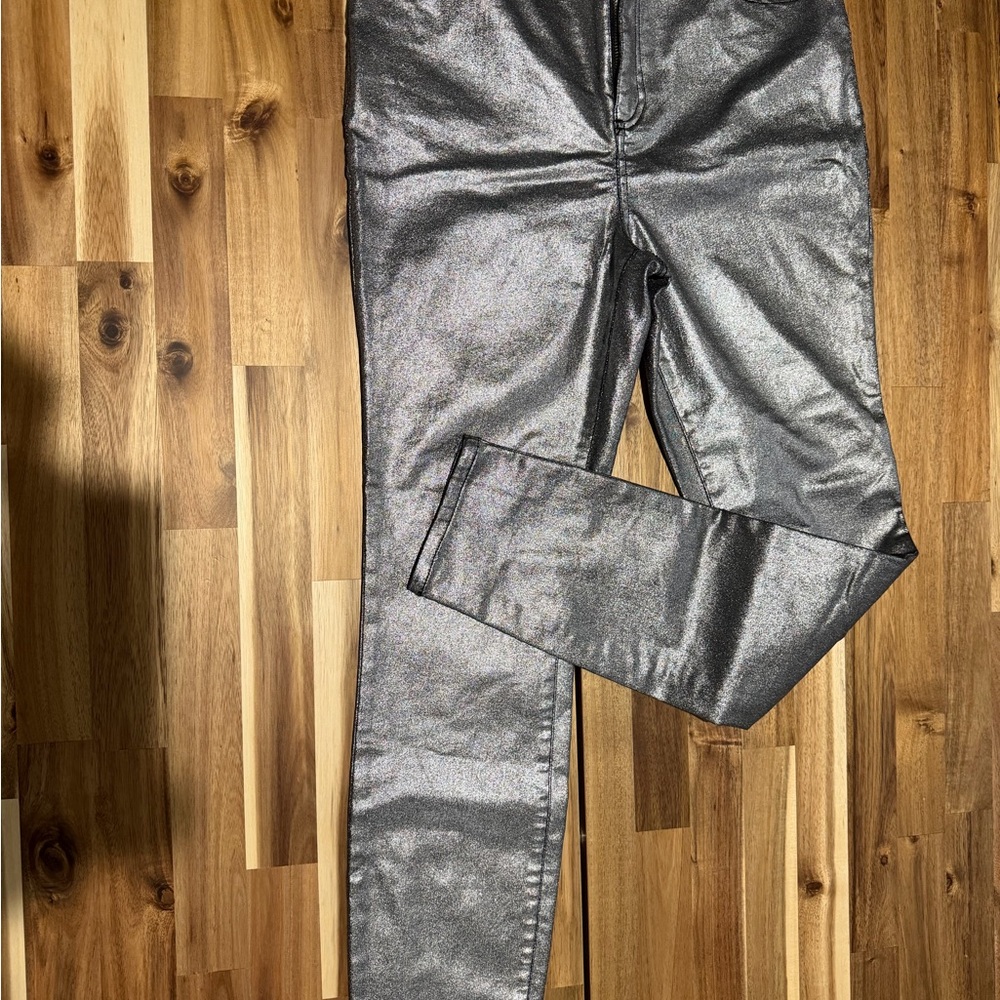 INC International Concepts Metallic Silver Skinny Jeans